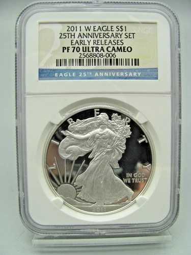 2011-W プルーフ シルバーイーグル 25周年記念セット NGC PF 70 早期リリース