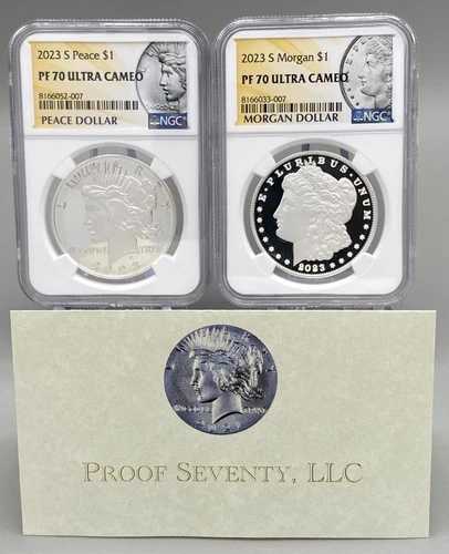 2023年 S ピース＆モーガン シルバーダラー プルーフセット NGC PF70 ウルトラカメオ（OGP付き） 82,280円