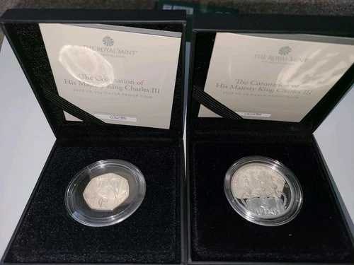 2023年 チャールズ国王戴冠式記念 111プルーフ銀貨 5.00ポンドと50ペンス 証明書付き 希少セット