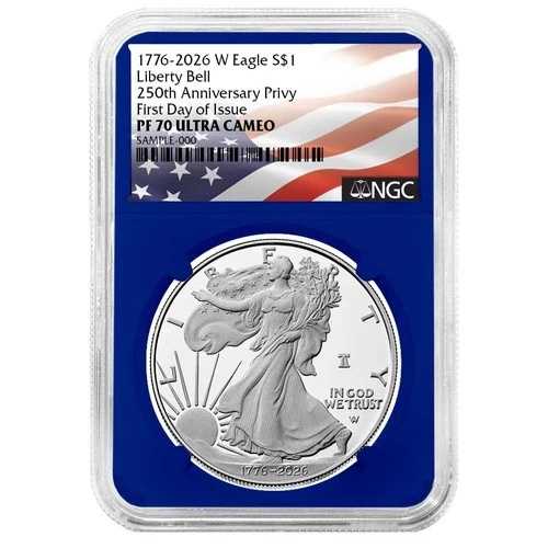 プレセール - 2026-W $1 1オンス プルーフ アメリカン シルバー イーグル NGC PF70UC FDI フラッグ ラベル 82,885円