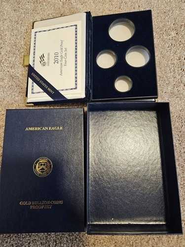 2010 ゴールドイーグル プルーフセット OGP $50 25 10 5 箱とケース - コインなし