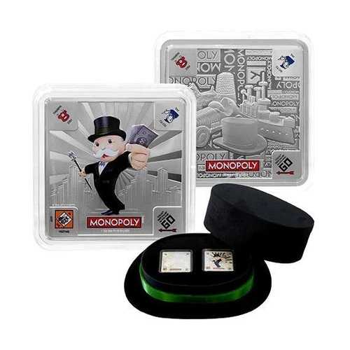 2013 ニウエ モノポリー 2x 1オンス シルバー コイン セット ニュージーランド造幣局 ハスブロ トップハット ディスプレイ