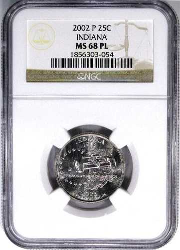 2002-P NGC MS68PL プルーフ インディアナ州 25C ~ POP 12/0 知られている限り最高の品質!