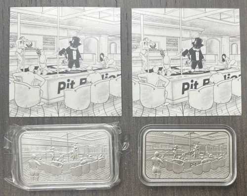 PIT BULLYON 強盗 ストリップクラブ モノポリーマン 1オンス .999 シルバーバー 2個セット COA