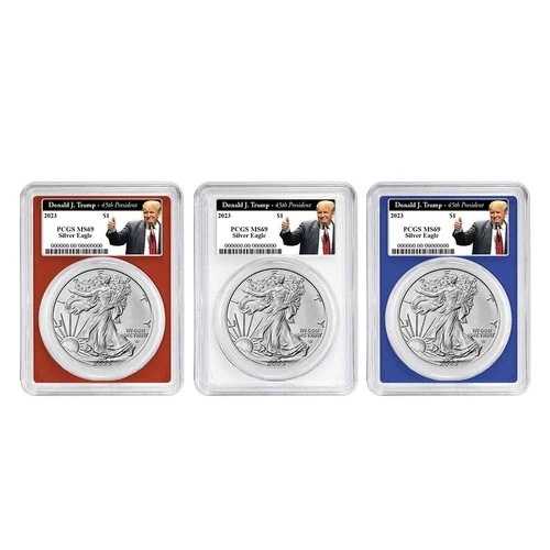 3枚セット - 2023年 1ドル 1オンス アメリカンシルバーイーグル PCGS