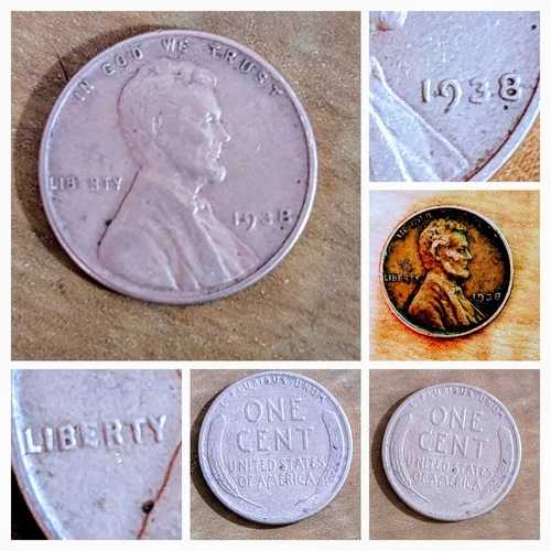 1938年リンカーン・ウィートペニー（ミントマークなしエラーコイン）