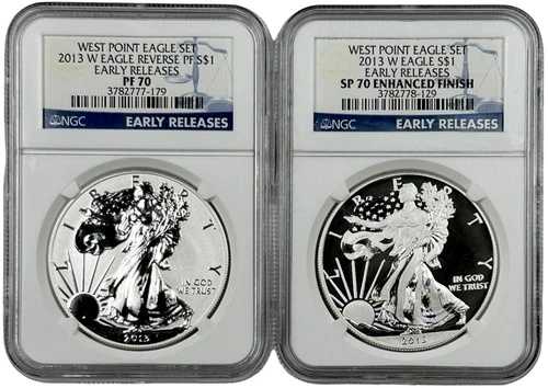 2013 W 2 コイン シルバー イーグル セット NGC リバース 70 強化仕上げ 70 早期リリース