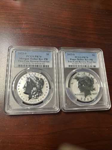 2023-S リバースプルーフ 1ドル モルガン＆ピースドル 2枚セット PCGS PR70