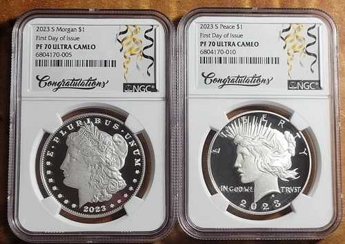 2023 S モーガン＆ピース シルバー ダラー NGC PF70 UC 2 個セット 初日リリース!!