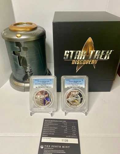 2018年ツバル スタートレック USSディスカバリー号＆マイケル・バーナム .999 シルバーコイン PCGS PR69