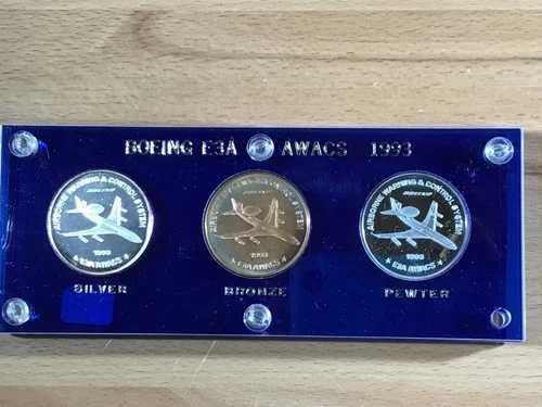 1993年 ボーイング E3A AWACS 従業員コインクラブ ブロンズ ピューター シルバーセット E0147