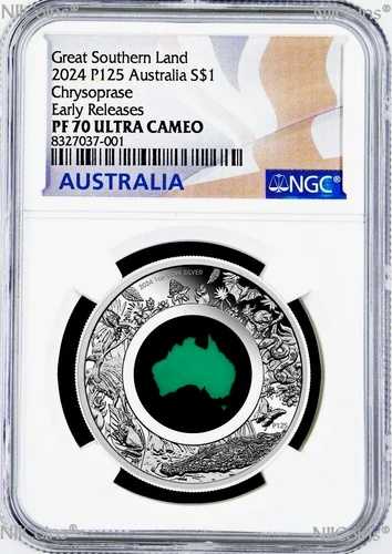 2024年 オーストラリア グレートサザンランド クリソプレーズ 1オンス 銀貨 NGC PF70 ER 87,725円