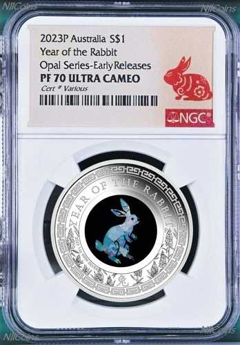 2023年 オーストラリア オパール ルナー 卯年 1オンス シルバー プルーフコイン NGC PF70 ER