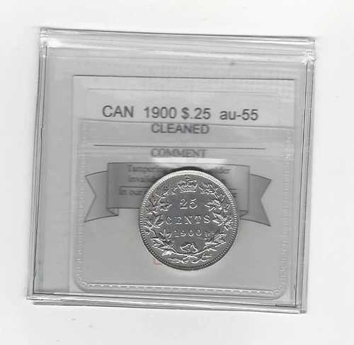 1900年 コインマート認定カナダ硬貨、25セント、**AU-55 クリーニング済み** 105,050円