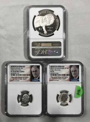 2015年 マーチ・オブ・ダイムズ 3点セット。NGC PR70。ER｜WORLD RESOURCE【QUEEN店】 88,330円