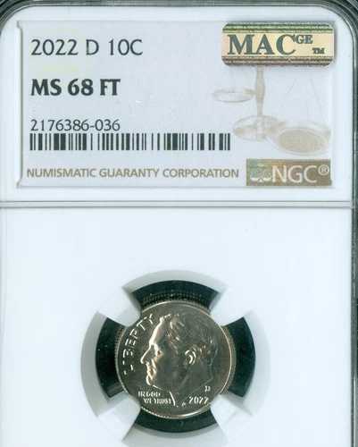 2022 P & D ルーズベルト ダイム 2 コイン セット NGC MS68 FT MAC スポットレス。