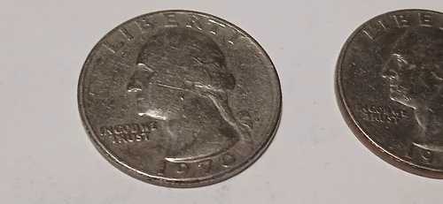 希少な2枚のUSA 25セント硬貨（1970年～1983年）（オフセットリムの刻印エラー）