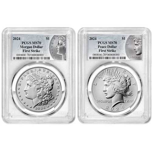 2024年 1ドル モルガン＆ピース シルバードル 2枚セット PCGS MS70 FS モルガン＆ピース｜WORLD RESOURCE【QUEEN店】