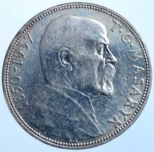 1937 チェコスロバキア大統領マサリク ヴィンテージ オールド シルバー 20 コルン コイン i114696｜WORLD RESOURCE【QUEEN店】