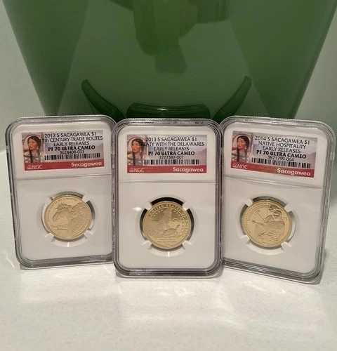 2012-2013-2014 サンフランシスコ造幣局 サカガウィア NGC PF70 ゴールデンドル コイン 3枚セット