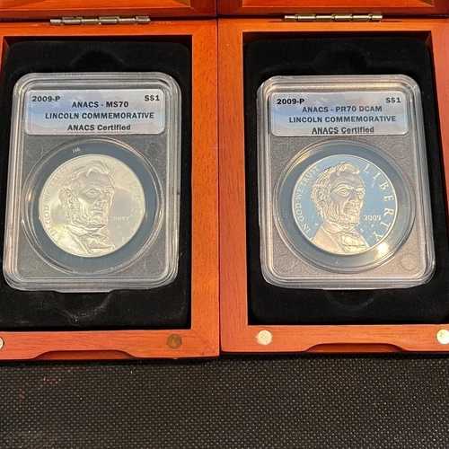2009 P リンカーン 200周年記念 1ドル銀貨 MS70 & PR70 2枚セット #13Y