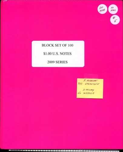 (53B) 2009年 1ドル ブロックセット 100枚セット ALL CU - 最後の2桁はランダム