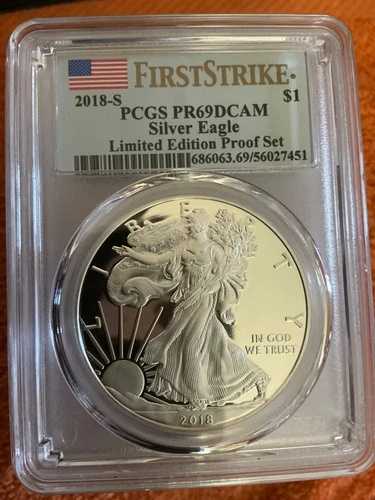 2018-S 限定版 シルバープルーフセット 1ドル アメリカンシルバーイーグル PCGS PR69DCAM