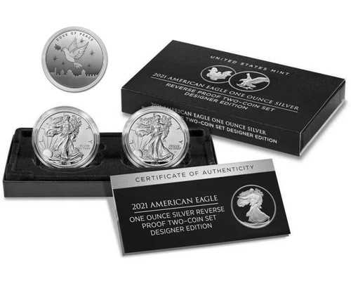 アメリカンイーグル 20/21 1オンス銀貨2枚セット & 2021 1オンス銀貨平和の鳩 75,625円