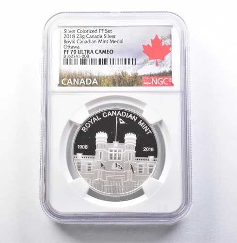 2018年 カナダ 23g 銀メダル オタワシルバー カラー化 PFセット PF70 UCAM NGC *5833