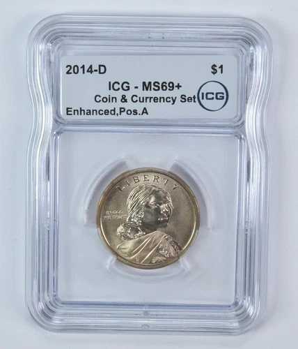 2014-D サカガウィア 1ドル硬貨＆通貨セット 強化仕上げ MS69+ ICG