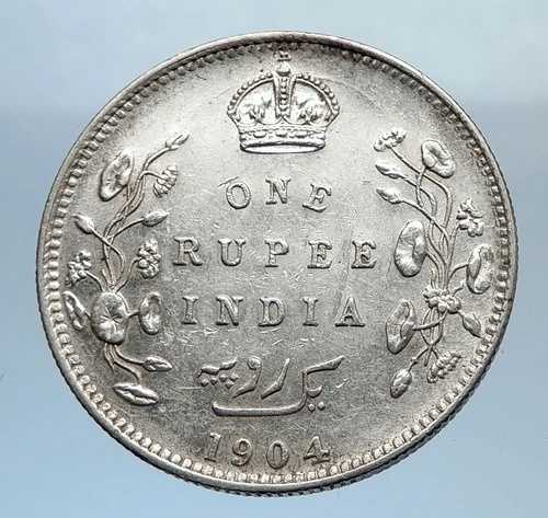 1904年 英国国王エドワード7世 英国皇帝 インド銀貨 i71883
