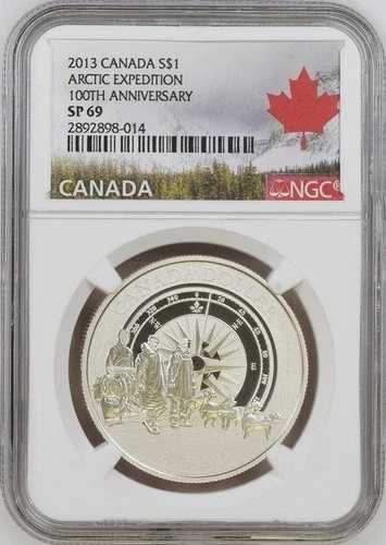 C329 2013 カナダ 銀貨 1 ドル 北極探検標本ドル NGC SP69。｜WORLD RESOURCE【QUEEN店】
