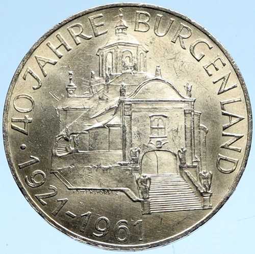 1961年 オーストリア ブルゲンラント記念アンティーク 25シリング銀貨 i99331