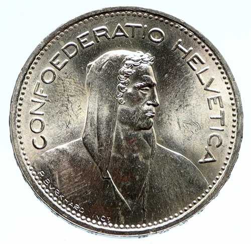 1965年 B スイス建国の英雄ウィリアム・テル 5フラン銀貨 i96108