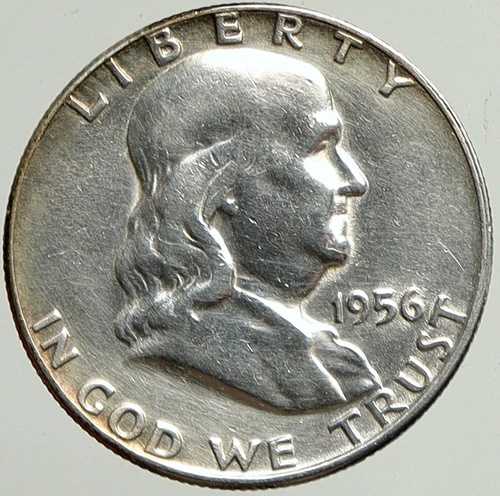 1956年 P 米国 ベンジャミン・フランクリン ヴィンテージ シルバー ハーフドルコイン リバティベル i113359