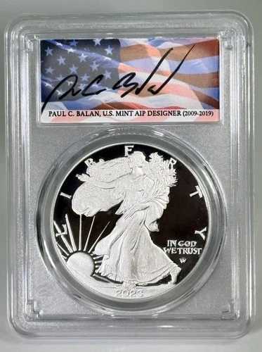 2023 W プルーフ シルバー イーグル PCGS PR70 お祝いセット FDOI BALAN サイン入り POP 33