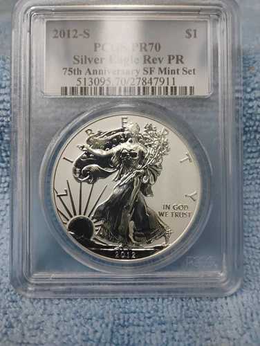 2012-S アメリカン シルバー イーグル リバース プルーフ PCGS PR70 (75周年記念 SF ミントセット)