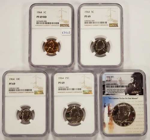 1964年 アメリカ合衆国 プルーフコイン 5枚セット - NGC PF 69 - Tomaska Aspiration - X3902