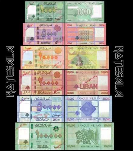 レバノン セット 6 PCS 1000～100000 Livres 2011/2020 Pick-90～96 SPECIMEN NEW-UNC