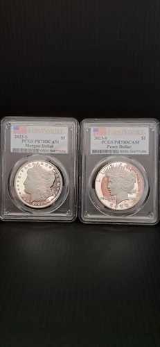 2023年 -S $1モーガンとピース シルバードル PCGS PR70DCAM 2コインプルーフセット-