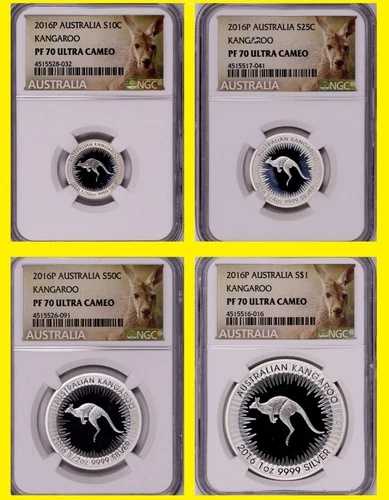 2016年 P オーストラリア カンガルー 4枚セット シルバー NGC PF 70 ウルトラカメオ 箱付き