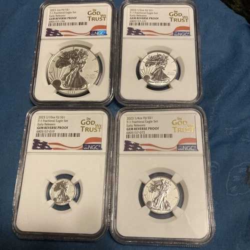 2023 T-1 シルバーイーグル 4枚セット フラクショナル NGC リバース PF GEM 早期リリース