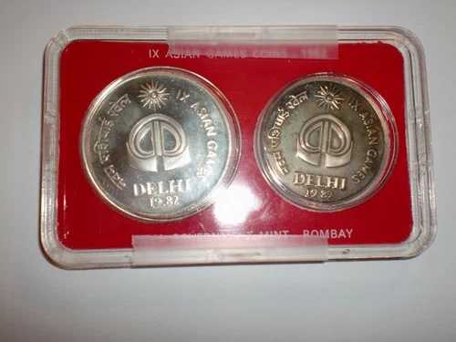 インド - 2コイン開発志向セット - 1982 -「第9回アジア競技大会」 - RS.100 & 10