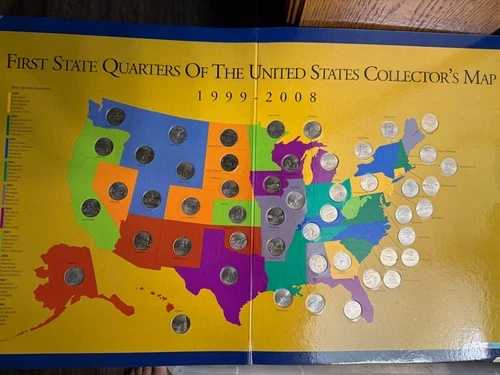 アメリカ合衆国最初の州25セント硬貨コレクターマップ 1999-2008 コンプリートセット