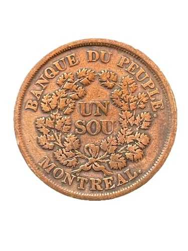 1838 年 カナダ La Banque Du Peuple Tokens Un Sou LC-5 A、TC-155281