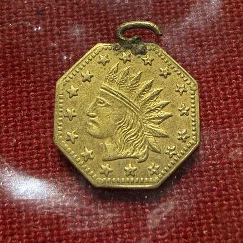 1857年 八角形カリフォルニア分数金貨トークン インディアンリース