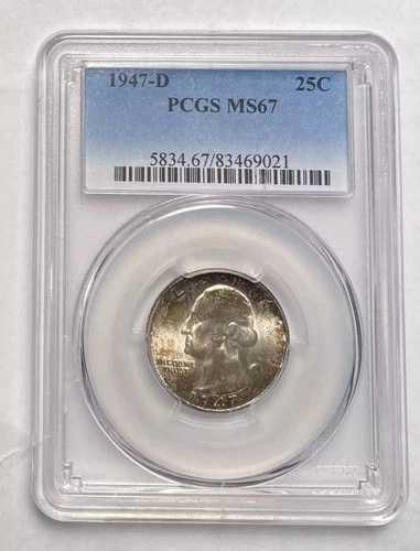 クォータードル銀貨 1947 D PCGS MS-67
