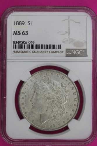 1889 P MS 63 リバティ モルガン シルバー ダラー NGC 認定 鑑定済み 本物 1037