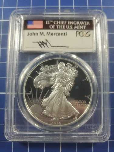 2016-W シルバーイーグル 1ドル プルーフ PCGS PR70DCAM レタードエッジ F.S. Mercanti ***Read