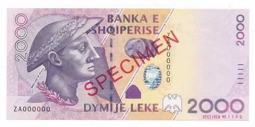 アルバニア 2000 Leke 2007 Gentius標本 P. 74 - 74as Unc Note